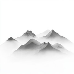 Misty mountain range, serene landscape, design element