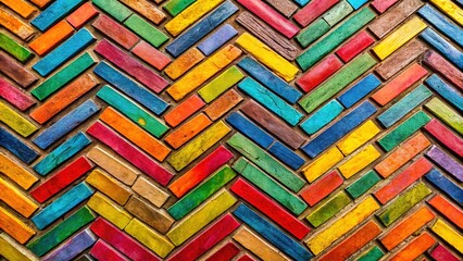 Geometric Herringbone Brickwork in Urban Landscape