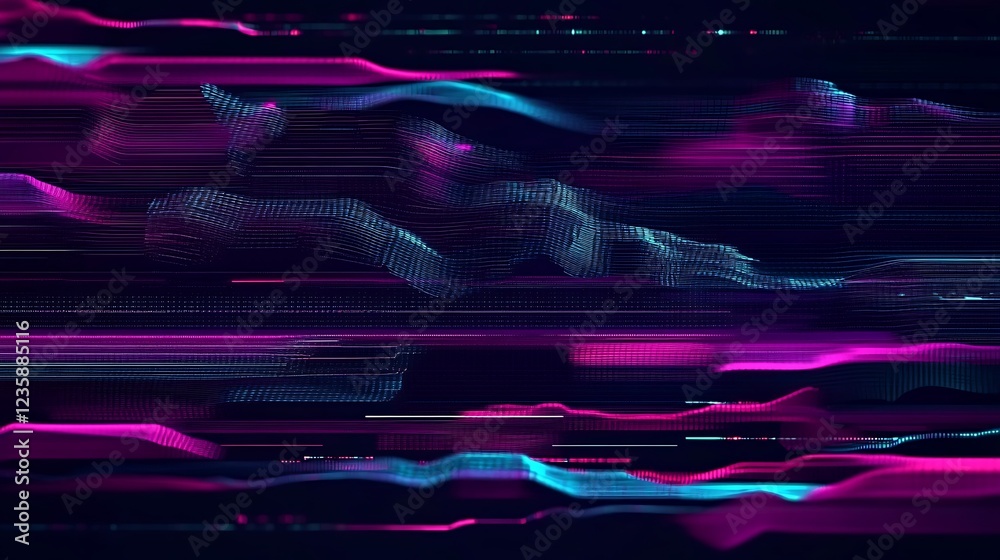 Poster Abstract digital art, glowing lines, data streams, futuristic background.  Possible use for tech company website