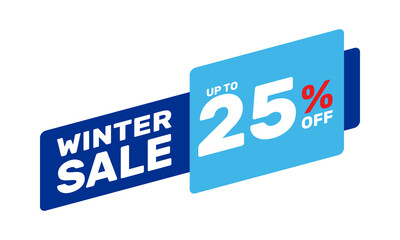 winter sale up to 25% percent off, vector advertising banner or season discount, retail store super offer, online marketplace best price deal