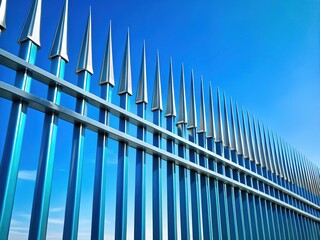 Obraz premium Metal Anti-Climbing Fence with Spikes for Perimeter Security