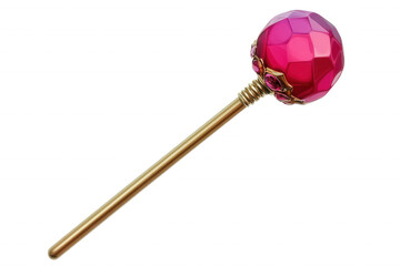 Colorful decorative hairpin with a gem-like top shining brightly, isolated on transparent or white background