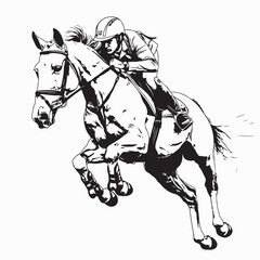Equestrian Jumping Images vector isolated on white background.