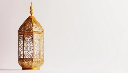 Elegant Gold Metal Lantern Ramadan Decoration Islamic Festive Light