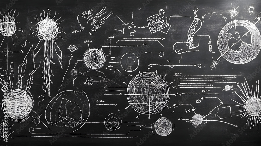 Poster rendering of various cosmic phenomena celestial objects and astronomical structures within the vast and mysterious universe  This digital showcases a surreal abstract