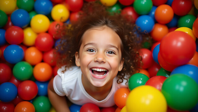 Happy Child in Ball Pit 