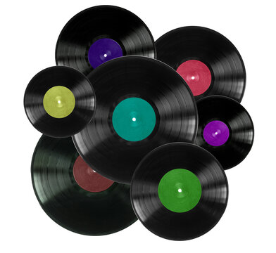 Vinyl records on white