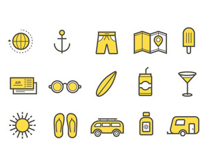 summer holiday vacation icons...