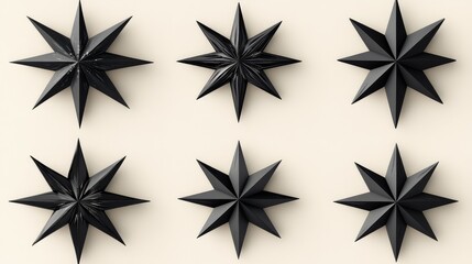 Obraz premium Black Decorative Star Shapes on a Light Background Ideal for Modern Design, Interior Decor, or Seasonal Celebrations with Versatile Applications in Various Concepts