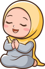 illustration of a Islamic child praying