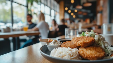 Delicious Meal in Modern Restaurant Setting