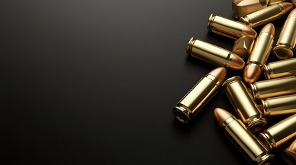 Golden bullets on dark surface