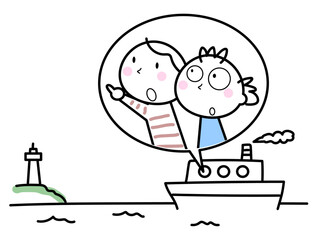 船で旅行する男女