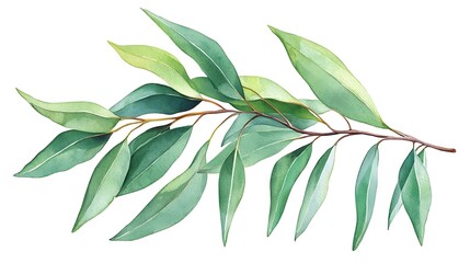 Fototapeta premium Eucalyptus branch watercolor illustration