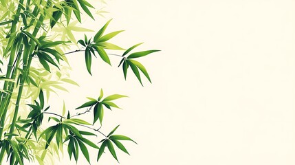Obraz premium Asian bamboo leaves art background