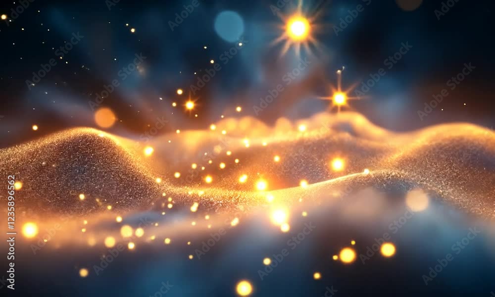 Wall mural ethereal glowing waves of light and particles creating a magical atmosphere in a cosmic backdrop