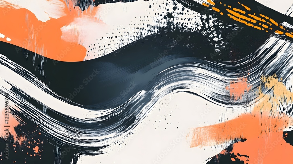 Aufkleber striking abstract artwork with vibrant brush strokes and fluid splatters showcasing expression