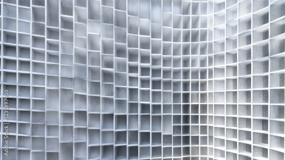 Poster abstract geometric pattern featuring a three-dimensional arrangement of white cubes creating a visua