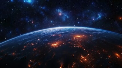 Obraz premium Earth Glowing at Night with Vibrant City Lights