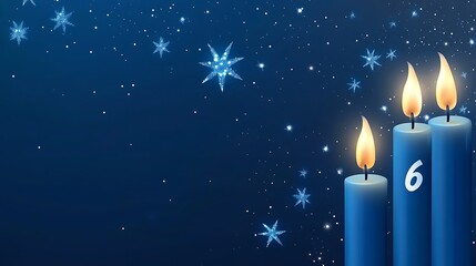 Blue Advent candles with snowflakes