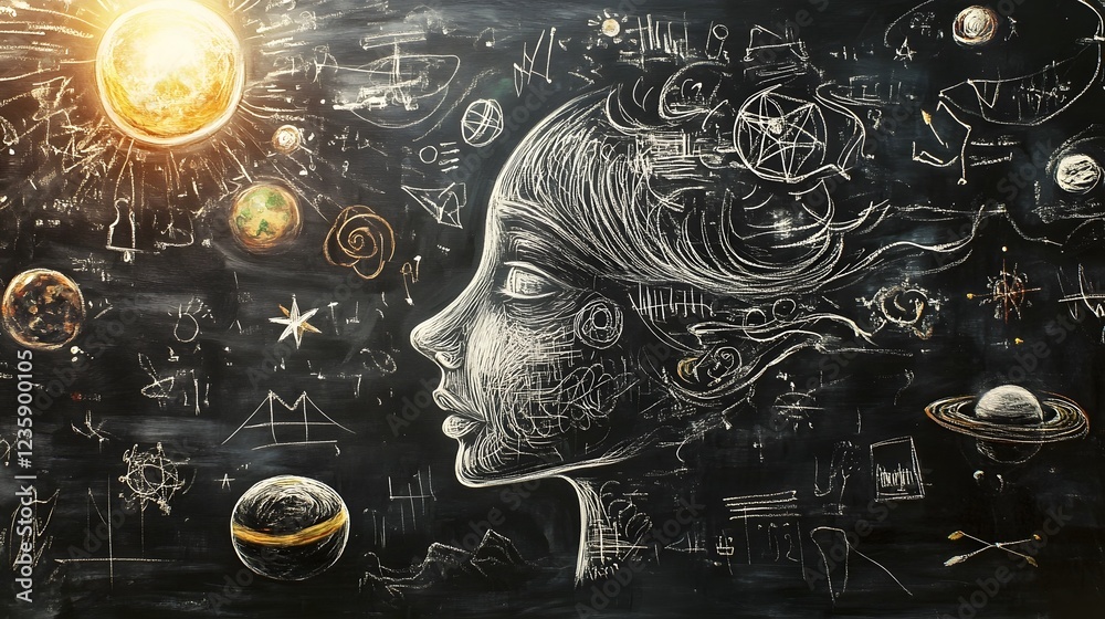 Aufkleber Surreal and fantastical of a cosmic universe filled with planets stars galaxies nebulae and other celestial phenomena  Abstract and visionary space and astronomy concept