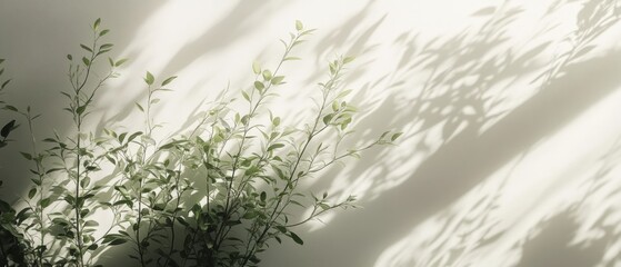 Captivating shadow play of leaves on wall indoor space nature calm atmosphere