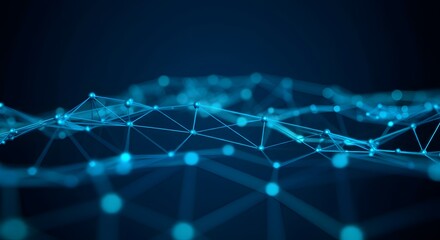 Obraz premium Blue Digital Network with Glowing Connections