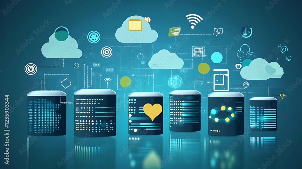Poster cloud computing servers network graphic