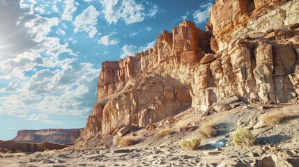 Fototapeta premium Majestic Desert Cliff Under a Bright Sky
