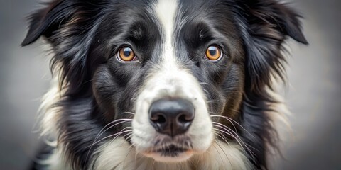 Fototapeta premium A close-up image of a dog's face with a focus on its eyes and nose