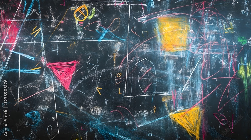 Leinwandbilder this vibrant abstract painting showcases a captivating composition of colorful shapes lines and text