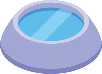 Purple drinking bowl full of fresh water, providing essential hydration for pets