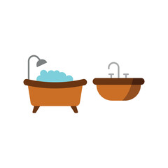 Sink set and bathtub set icon with a clean and minimal design, ideal for bathroom-related visuals, home decor, and interior design themes