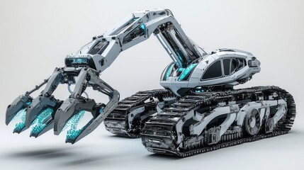 A futuristic construction vehicle powered by hydrogen or electric energy.
