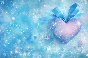 Obraz premium Winter Heart Decorated with Ribbon