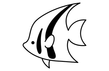 エンゼルフィッシュのシンプルアイコンベクターイラスト 魚 海