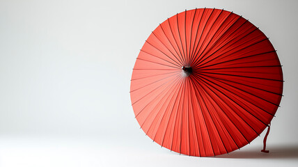 Vibrant Red Umbrella Isolated Image