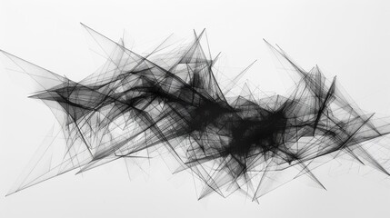 Obraz premium Abstract Black and White Geometric Line Art on White Background