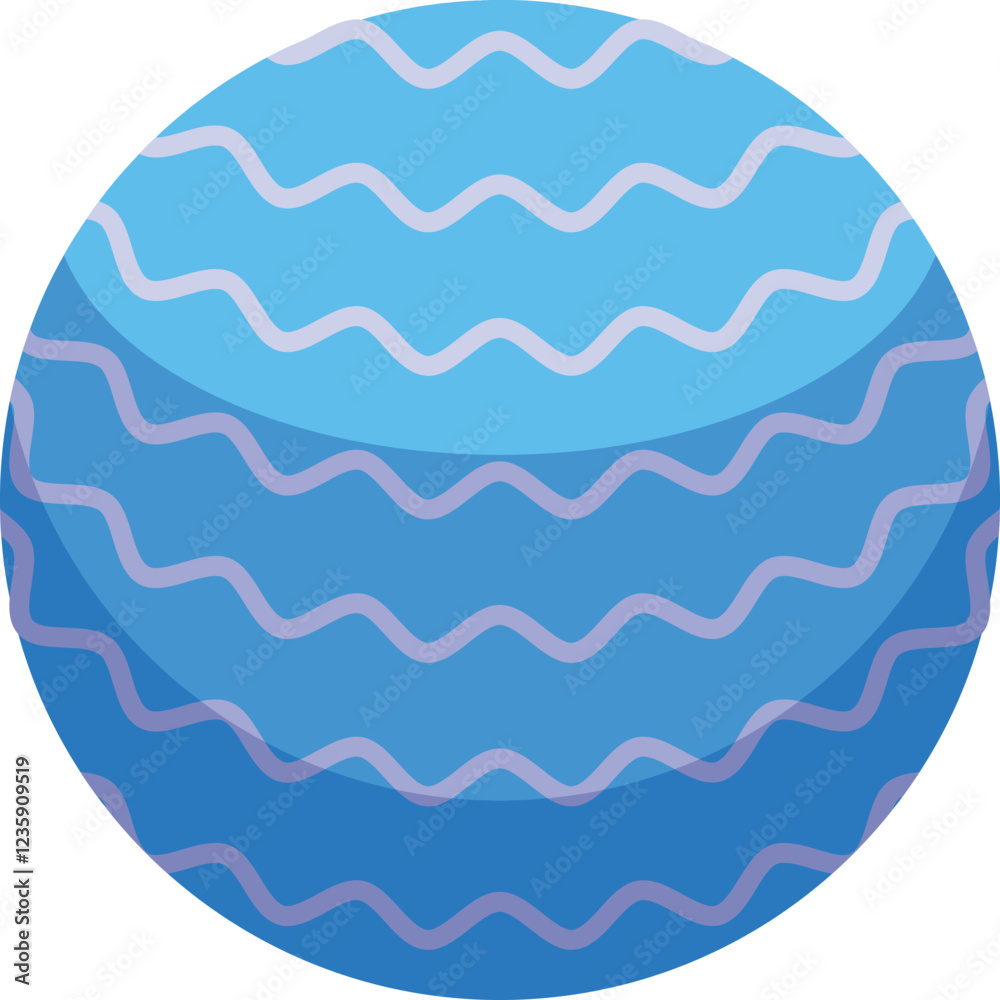 Poster smooth blue sphere showcases wavy lines adding a touch of visual texture and depth