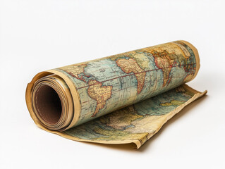 Detailed Close-Up of Rolled Map in Tube