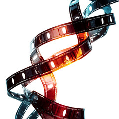 PNG Intertwined Film Reels Against Transparent Background for Cinema, Film, or Entertainment Design Projects