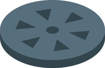 Isometric view of a circular manhole cover featuring triangular holes, indicating a potential hazard