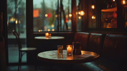 Cozy Evening at the Bar with Candlelight and Warm Ambiance