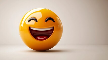 Fototapeta premium 3D Laughing Emoji on Light Background for Digital Communication