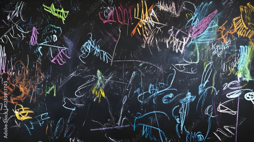 Leinwandbilder Vibrant and dynamic abstract graffiti wall art with a colorful scribble pattern and spontaneous marker splash textures  This experimental and imaginative digital features a modern