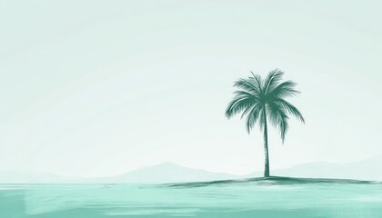 Serene Palm Tree on a Tranquil Island Seascape