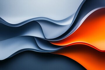 Fototapeta premium Abstract Blue and Orange Wavy Layers Design