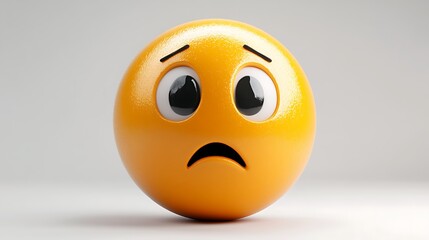 Fototapeta premium 3D worried emoji, digital graphic, studio shot. Possible use social media, digital art