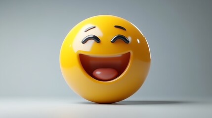Fototapeta premium 3D laughing emoji, studio shot, digital art, humorous, possible use for social media