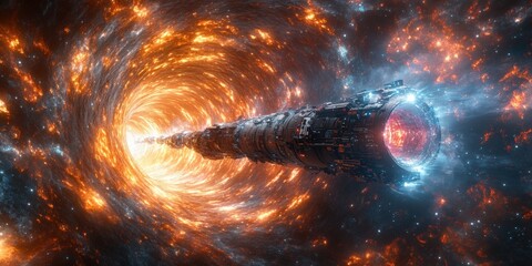 Exploring a cosmic wormhole space discovery universe sci-fi environment digital